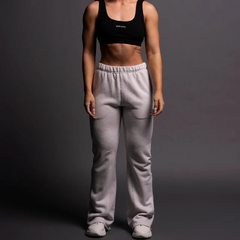 Premium Fashion Dual She Flare Sweat Pants in Stone