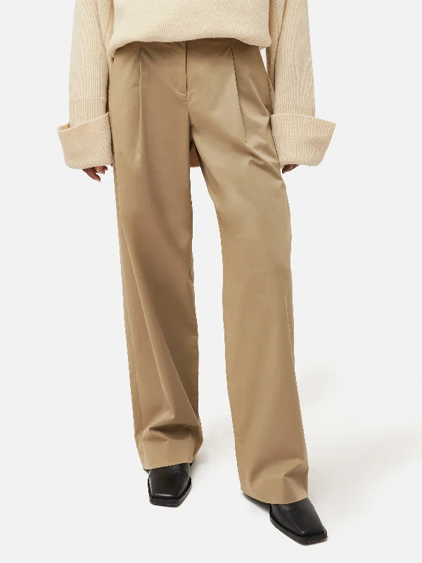 Insane Discount Onslaught Cotton Pleat Front Trouser | Stone