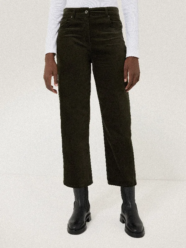 Ride The Style Wave Delmont Velvet Tapered Jean | Dark Green