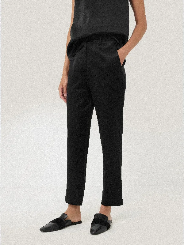 Redefining Women's Fashion Bonded Satin Trouser | Black