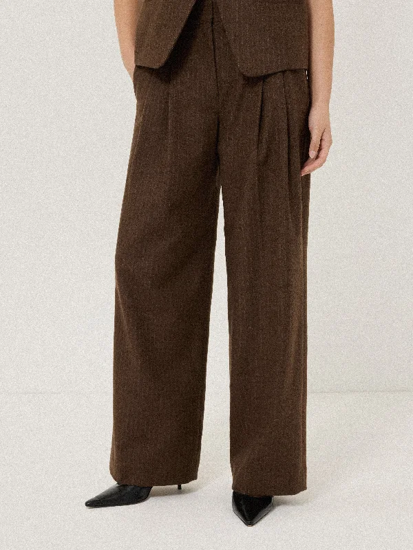 Trendy Styles Kemp Wool Pinstripe Trouser | Brown