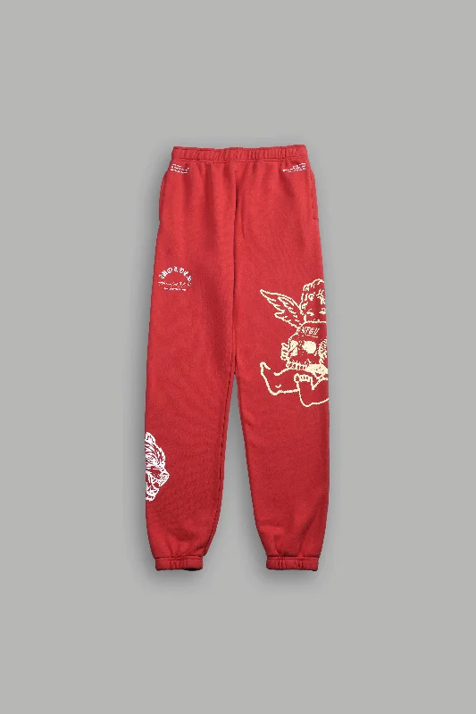 VIP Member Discount Cherub and the Skull Unisex Post Lounge Sweats in Roman Red