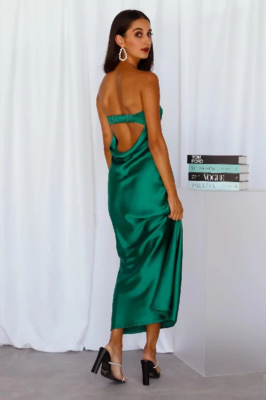 Crazy Discounts, Hurry Up Coolness Calling Satin Maxi Dress Green