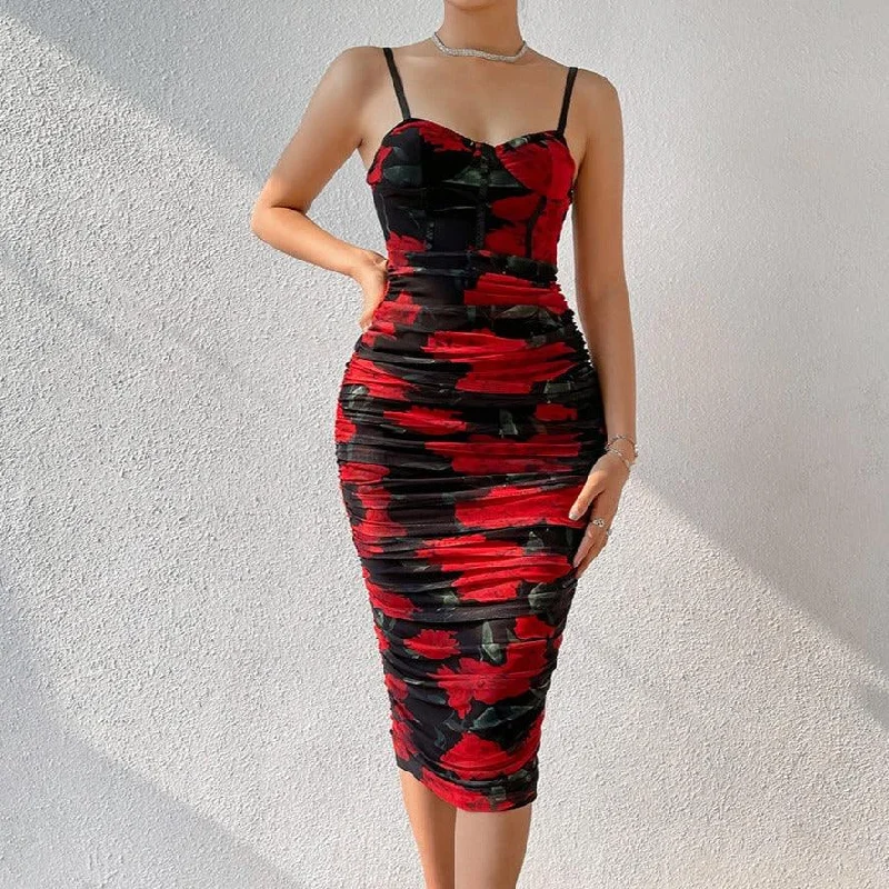 Style Redefined KittenAlarm - Lorraine Floral Ruched Midi Dress