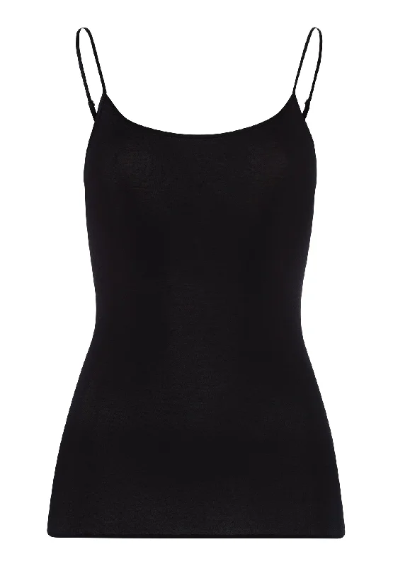 Clothes Women Cotton Seamless Round Neck Cotton Camisole | Black 71600-019