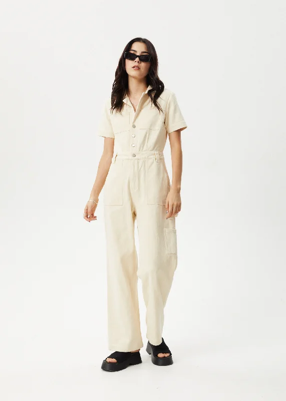 Urban Femme Streetwear AFENDS Womens Mika - Carpenter Jumpsuit - Sand