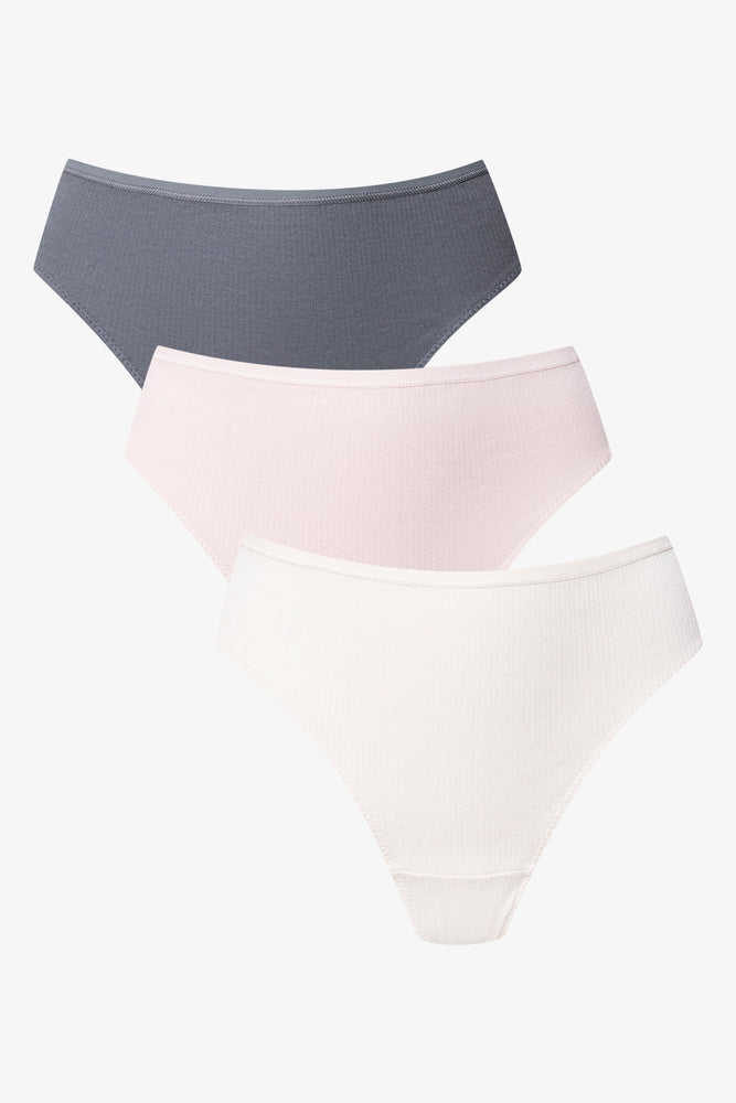 Stylish Savings 3 Pack Thongs Pink, Natural And Dark Grey