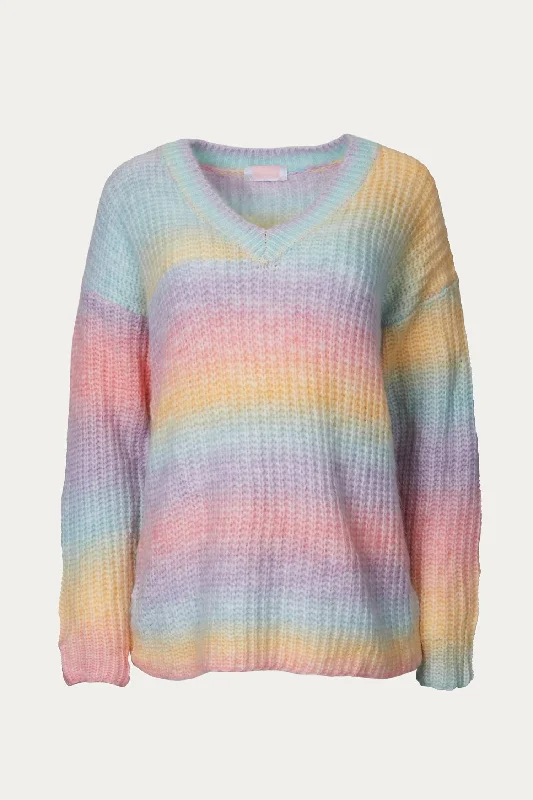 Cool Prices V-Neck Rainbow Sweater In Blush