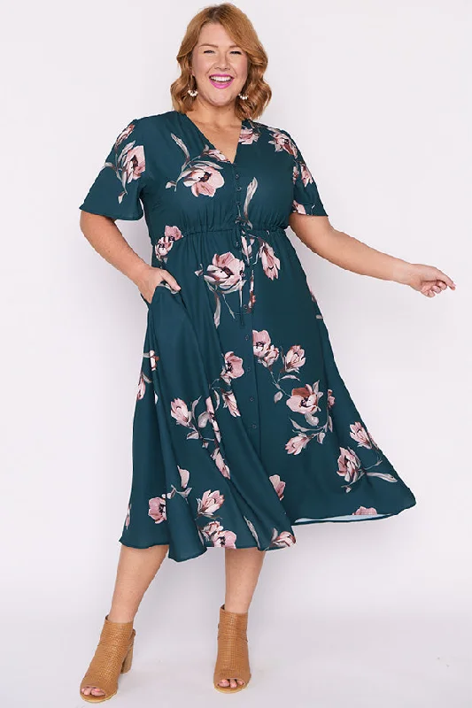 Clothing Woman Marley Teal Floral Dress