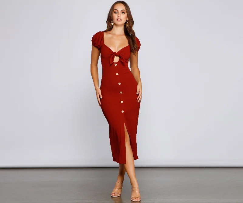 Exclusive Online Sale Button Up Stylish Chic Midi Dress