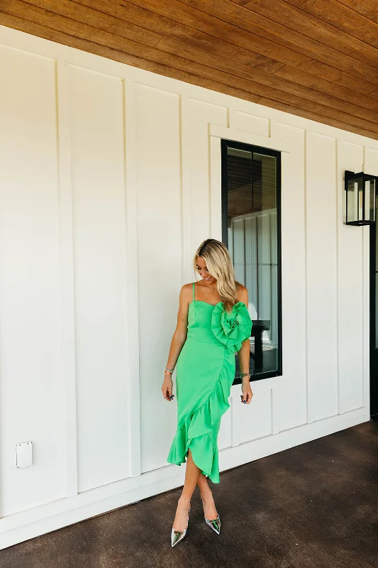 Elegant Attire For The Modern Lady Robin Midi Dress - Green