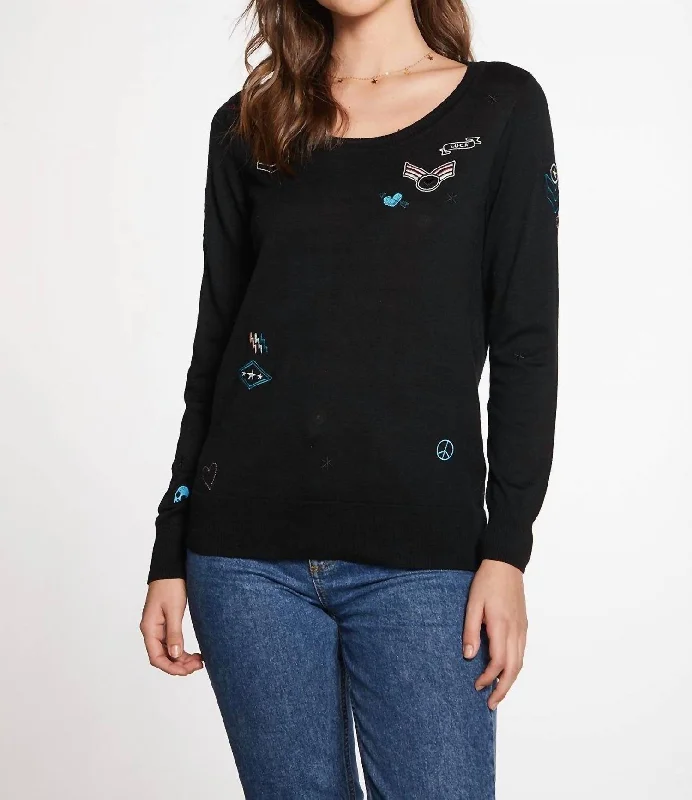 Graceful Fashion Love Sweater In Black