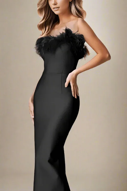 Colorful Clothing Erin Bandage Maxi Dress - Classic Black