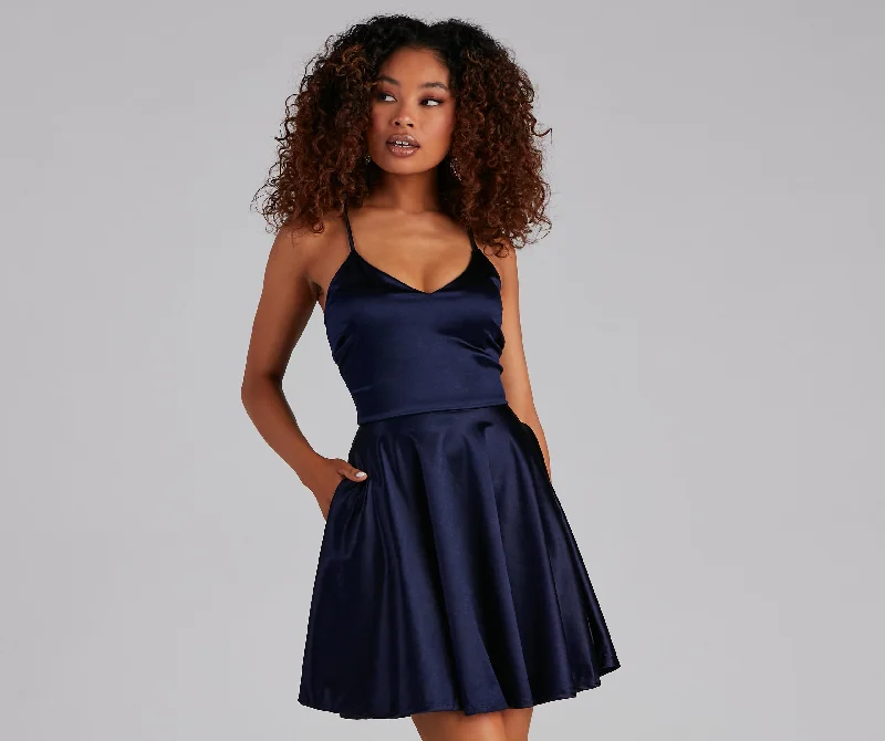 Limited Time Deal Stunning In Satin Skater Dress