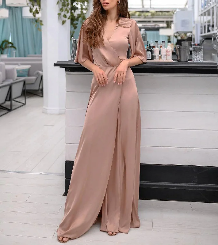 Signature Style Essentials Behati Wrap Kimono Maxi Dress - Blush