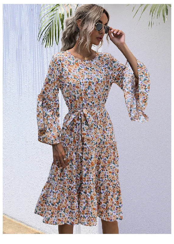 Chic Women's Clothing for Work and Travel Ditsy Daisy Chiffon Boho Maxi Dress