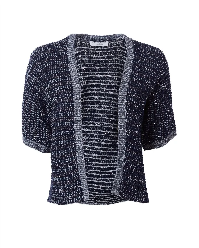 Online Boutique Clothing Women Open Tweed Cardigan In Navy