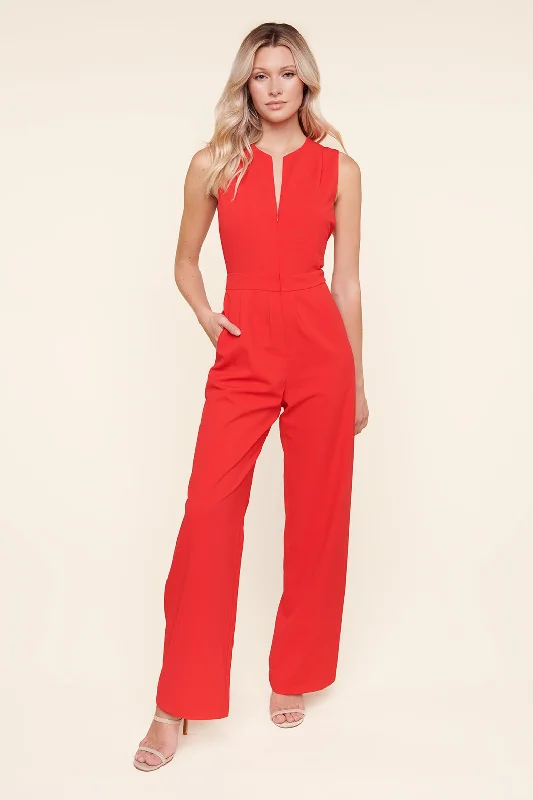 Classic Women's Fashion Genevieve Sleeveless Zipper Front Jumpsuit