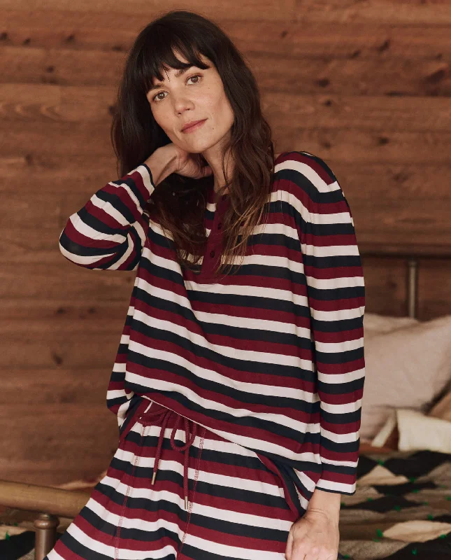 Holiday Special Offers The Sleep Henley. -- Bordeaux Stripe