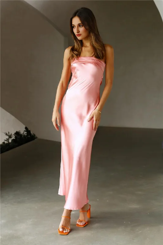 Women's Clothing Coolness Calling Satin Maxi Dress Pink