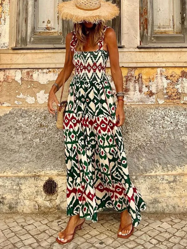 Enjoy Discount Unique Beach Vacation Charming Printed Halter Hem Dresses