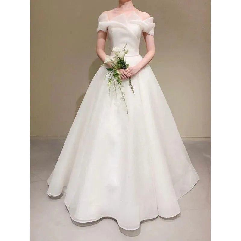 Hot Brand Discounts Elegant Off The Shoulder A Line Wedding Dresses Simple Long Vestidos De Novia  New Sukienka Na Wesele Custom Made Plus Size