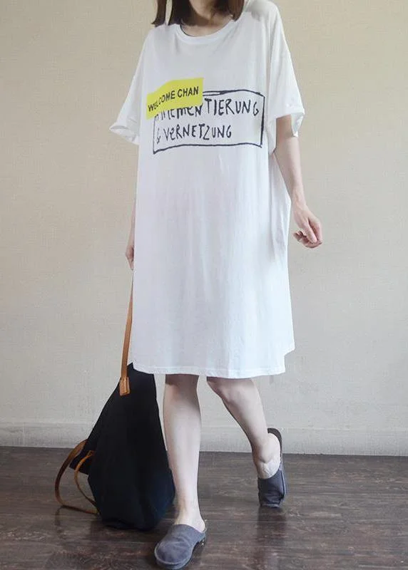 Comfortable Clothes DIY cotton dresses Sweets Summer Loose Letter Casual Straight Dress