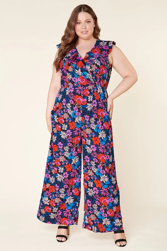 Premium Quality Garments Ultra Flora Raquel Surplice Jumpsuit Curve