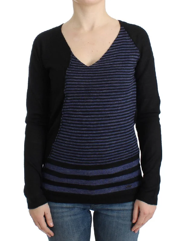 Casual Fashion Costume National  striped V-neck Women's sweater