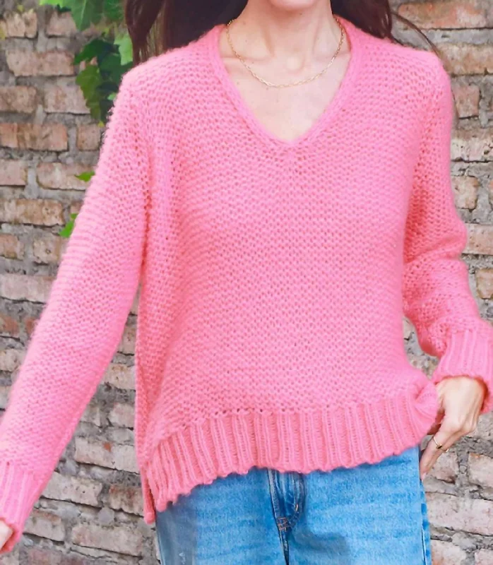 Clothing Online Christy Reverse V Sweater In Pink