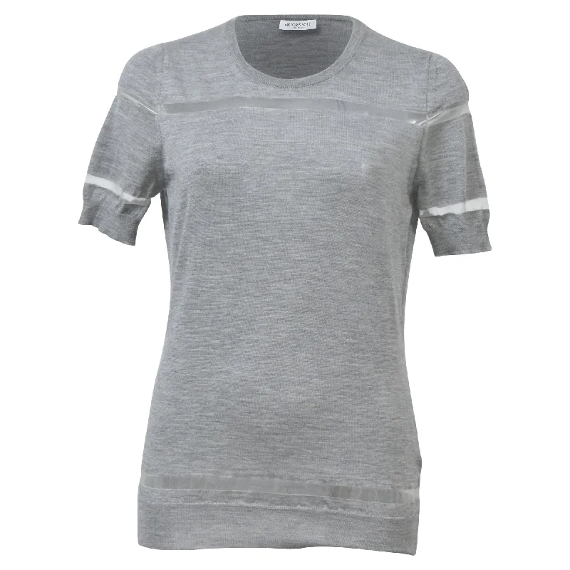 Woman Clothing Viktor & Rolf Mesh Stripe Top in Grey Wool