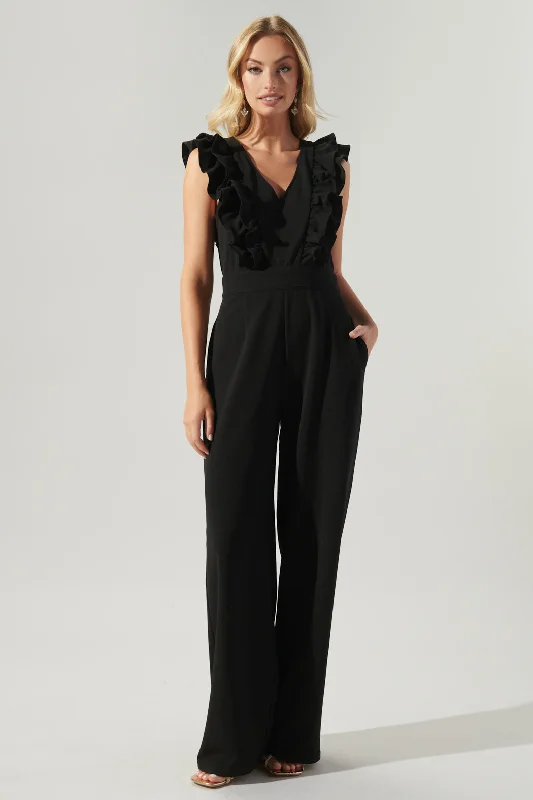 Versatile Wardrobe Essentials Free Bird Ruffle Wide Leg Jumpsuit