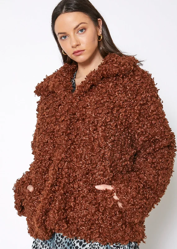 Women's Clothing for Every Occasion Womens Curly Faux Fur Teddy Coat