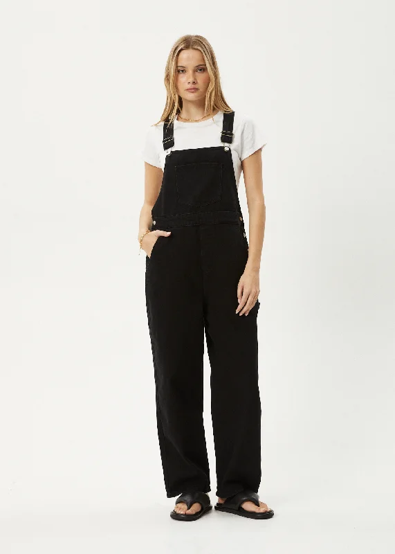 Trend Leading Collection AFENDS Womens Louis - Denim Oversized Overalls - Washed Black