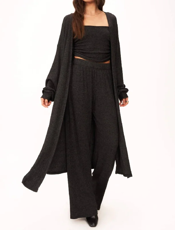 Trendy Outfits For Ladies Catch Flights Maxi Rib Cardi In Black