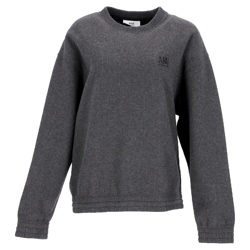 Flash Sale Event AMI Paris Alexandre Mattiussi Crewneck Sweater in Grey Cotton