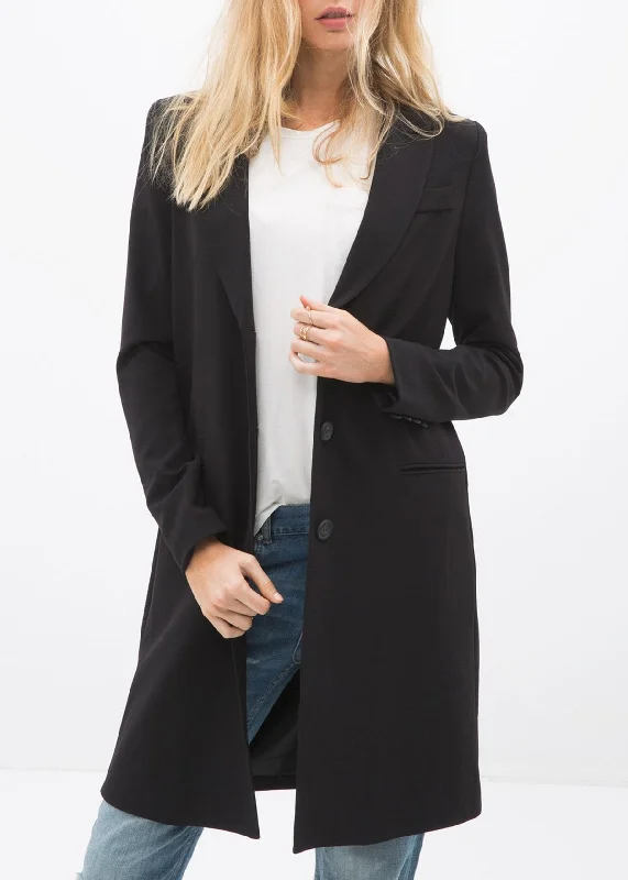 Casual Women's Clothing Online Women's Notch Lapel Longline Button Front Jacket