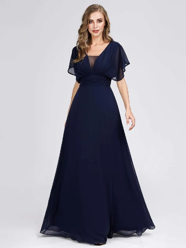 Comfortable Casual Wear Women's A-Line Empire Waist Chiffon Evening Party Maxi Dress