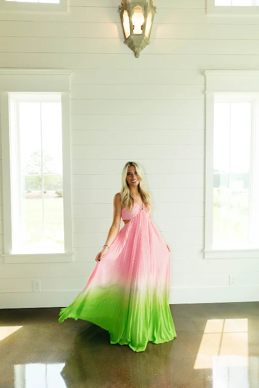 Valentine's Special Kennedy Maxi Dress - Pink/Lime