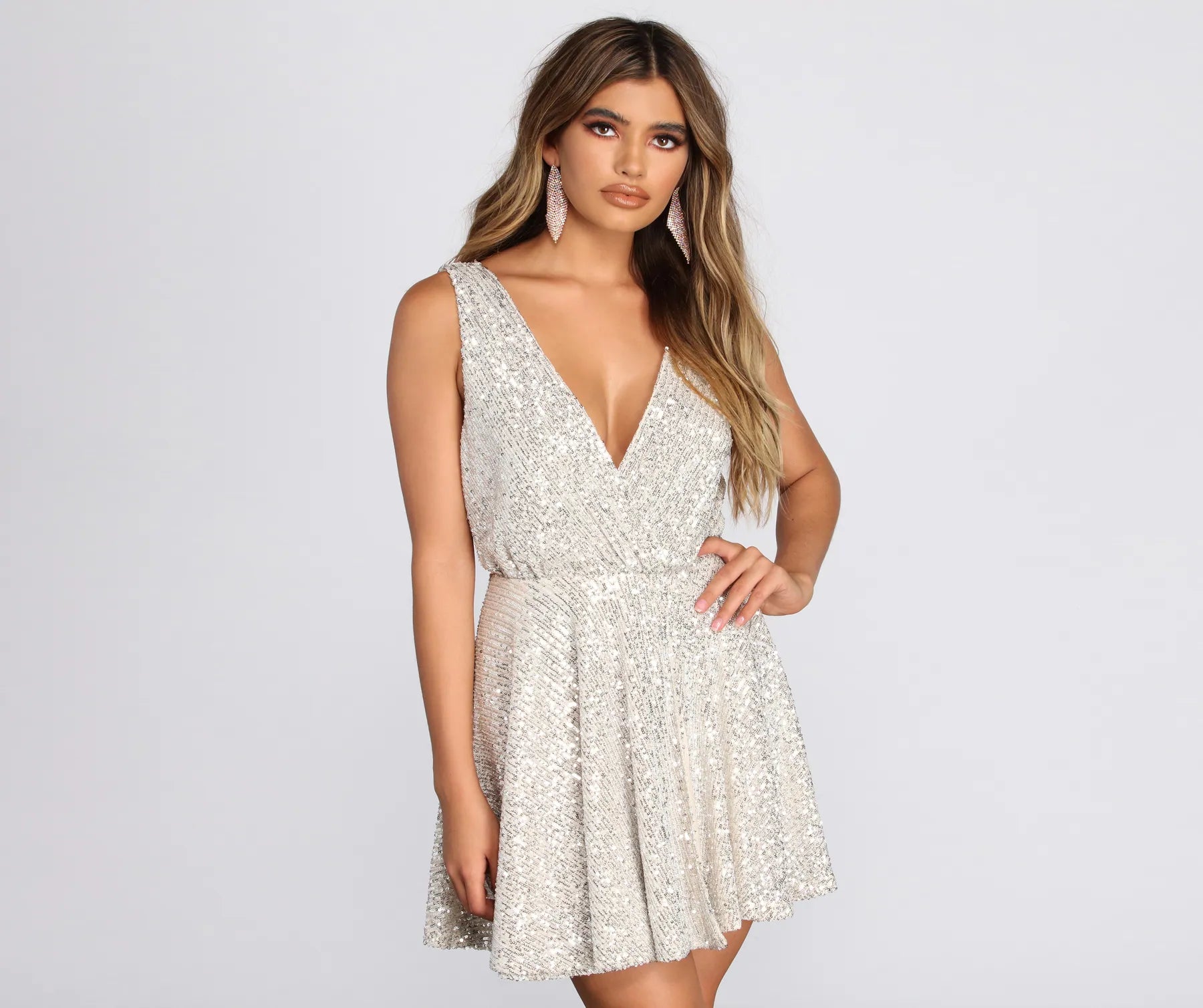 Premium Style Dakota Sequin Wrap Mini Dress