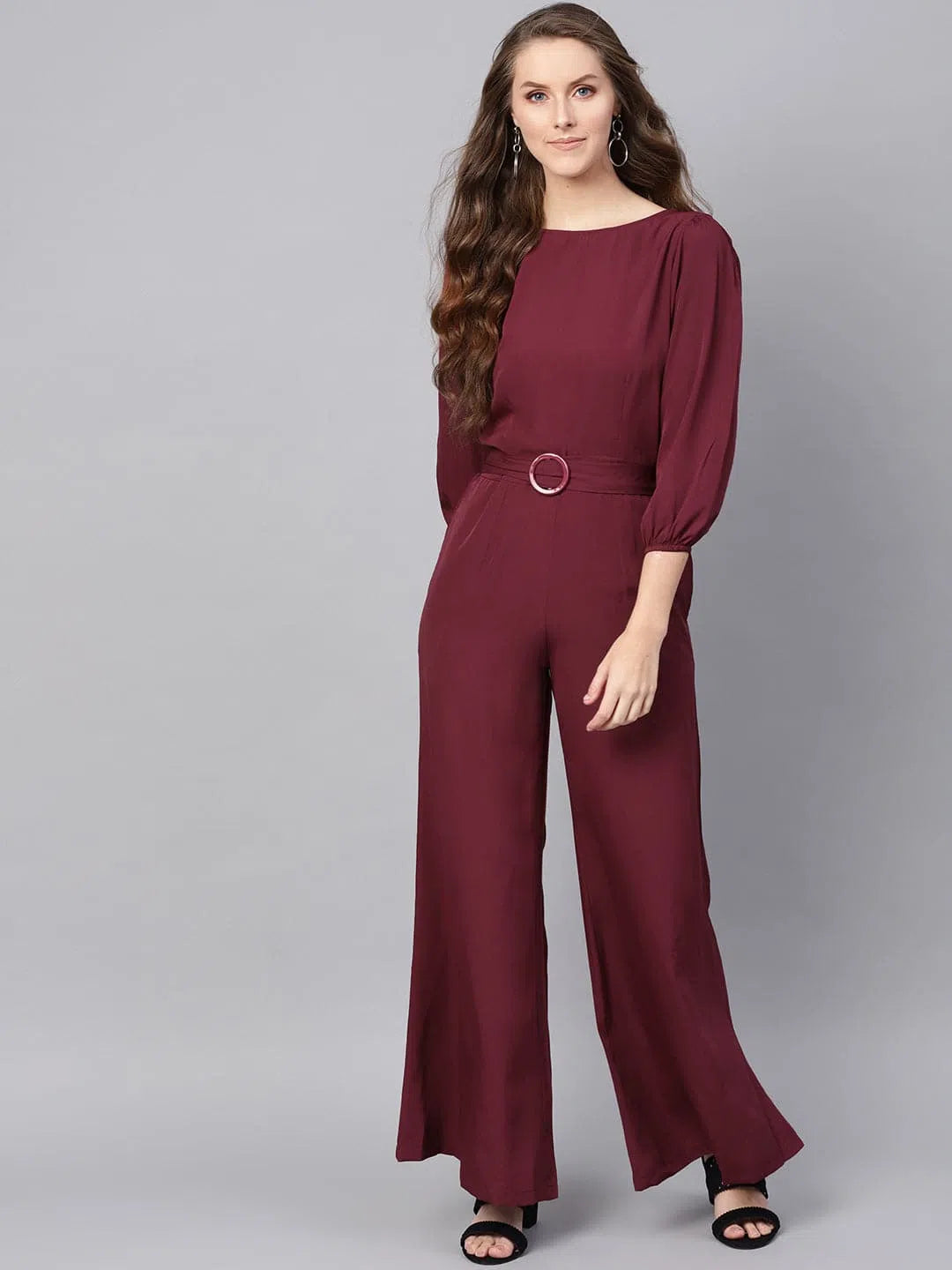 Chic And Comfortable Women Solid Maroon Jumpsuits & Sets