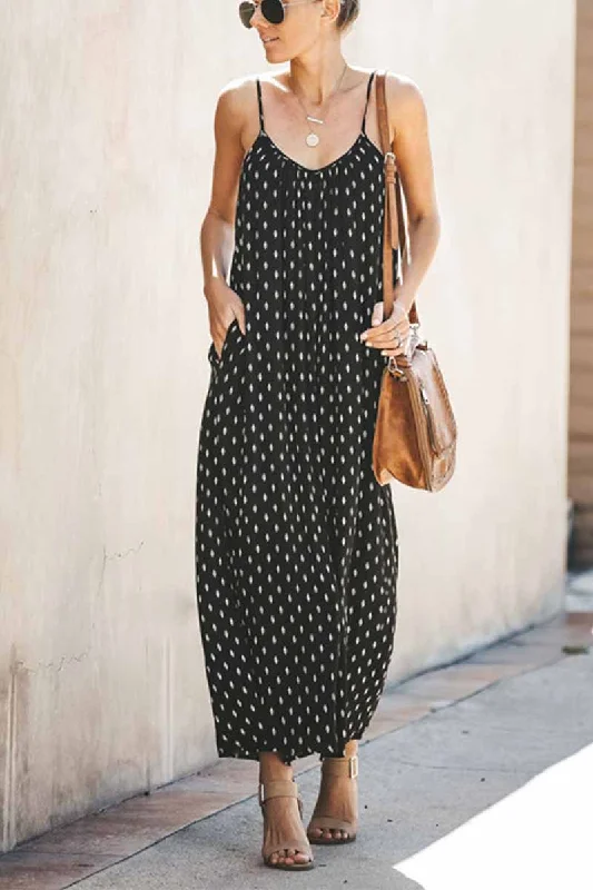 Shop Our Looks CityHottie Spotted Print Strap Sexy Maxi Dress