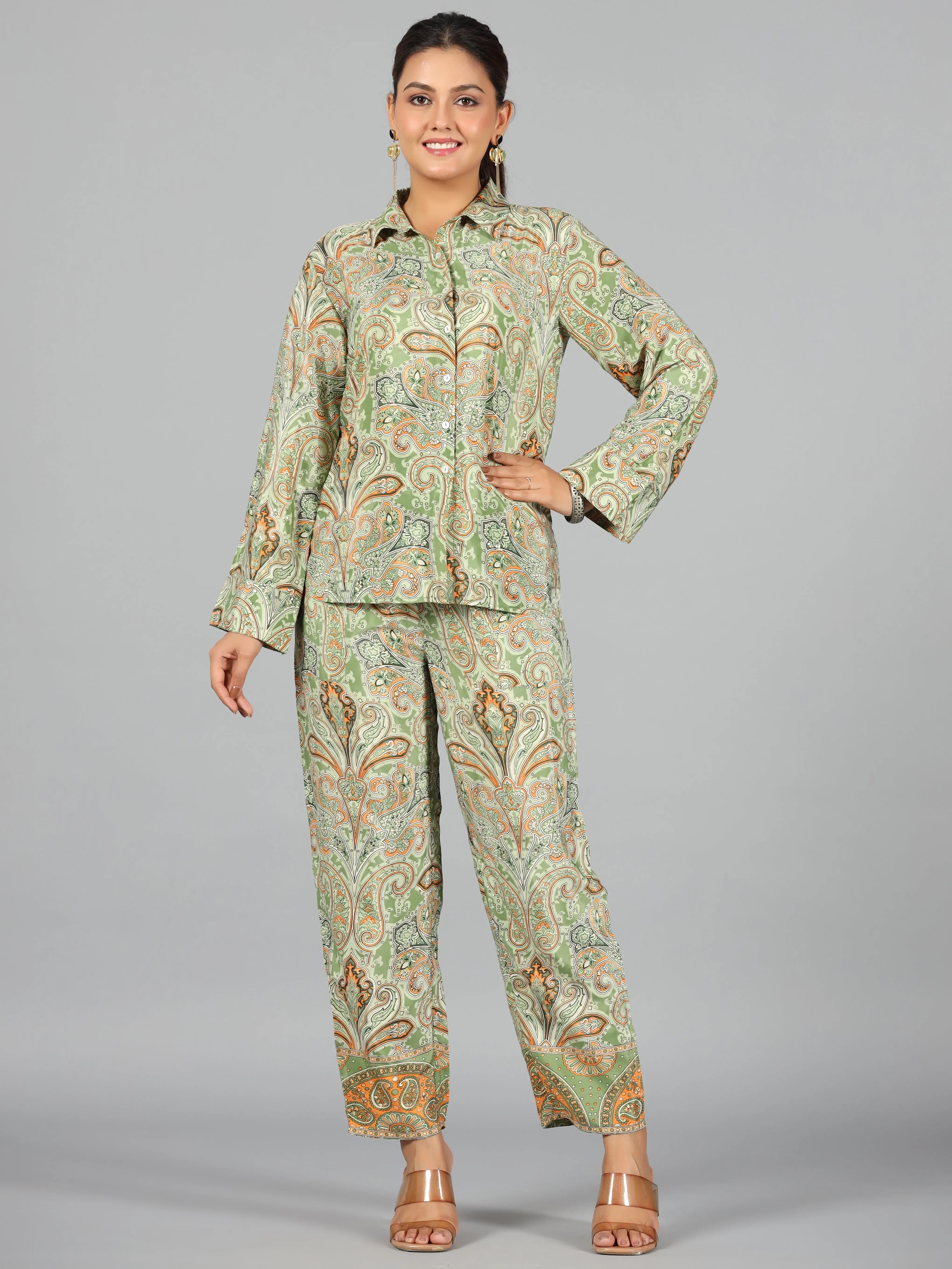 Ride The Style Wave Women Printed Standard Green Jumpsuits & Sets