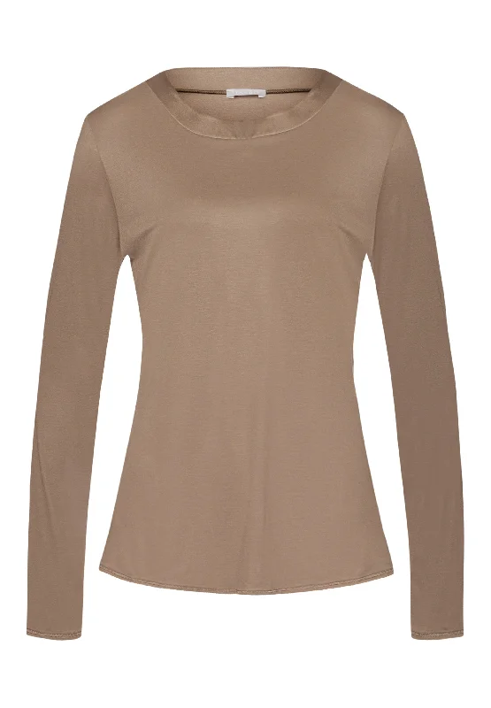 Shop Ladies Clothes Grand Central TENCEL™ and Silk Trim Relaxed Top | Taupe 77381-2847