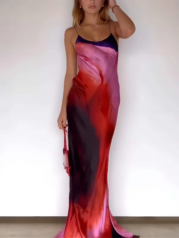 Eclectic Fashion Abstract Floral Stylish Halter Maxi Dress