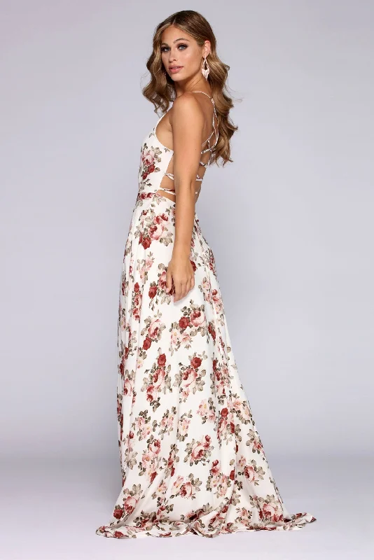 Casual Chic Clothing Krystal Formal Floral Open Back Dress