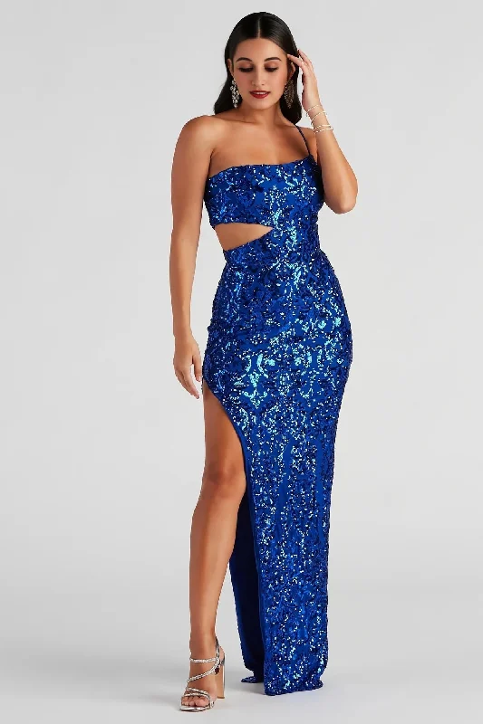 Signature Style Essentials Lenny Formal Sequin One Shoulder Dress