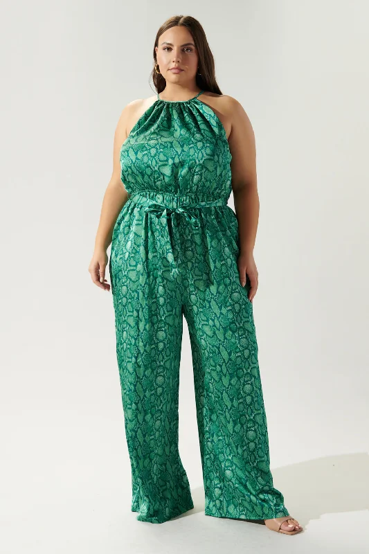 Wardrobe Refresh Gwendolyn Snake Print Lighthearted Trapeze Jumpsuit Curve