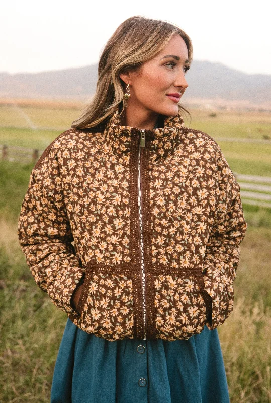 Comfort Centric Apparel Tasia Jacket in Brown Floral - FINAL SALE