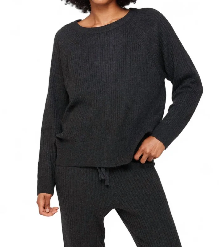 Chic Women's Clothing for Date Nights Luxe Essential Doutzen Ballet Sweater In Charcoal